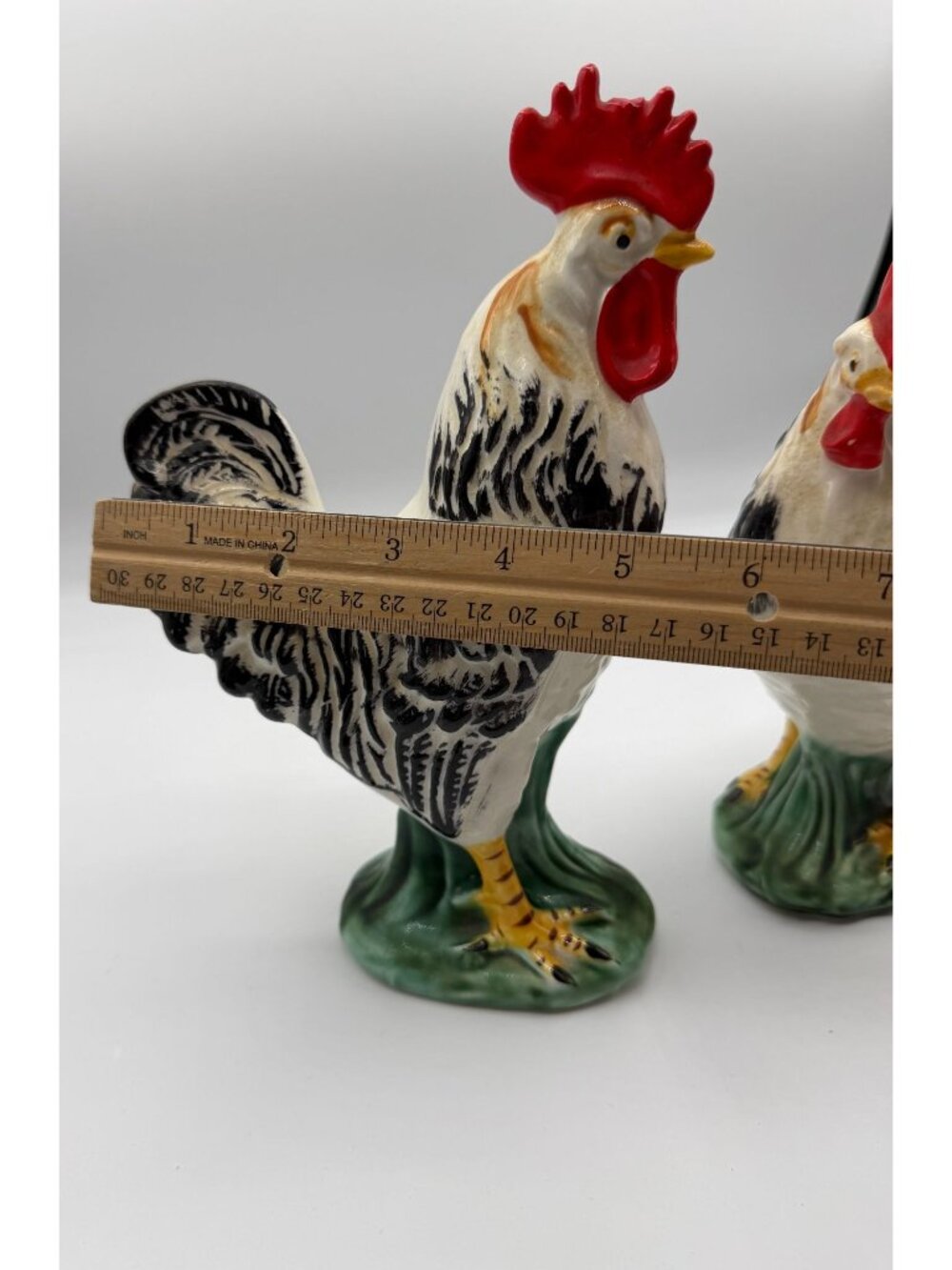 Lefton 2396 Vintage Rooster Hen Chicken Set of 2 Hand-Painted Farmhouse Figurine - Picture 8 of 10